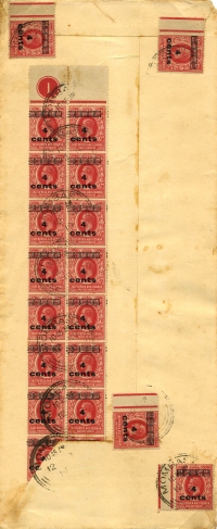 1919 4c on 6c provisional on cover